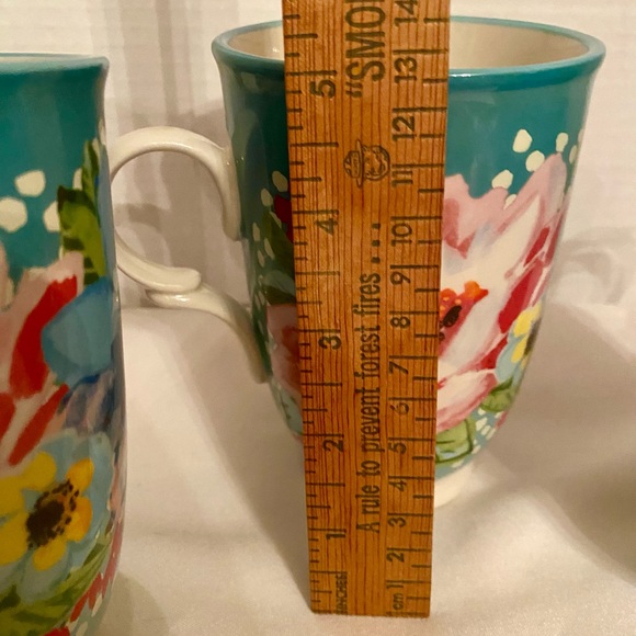 The Pioneer Woman Melody Floral Teak 18 Oz Stoneware Coffee Mugs set of 4 - Picture 4 of 6